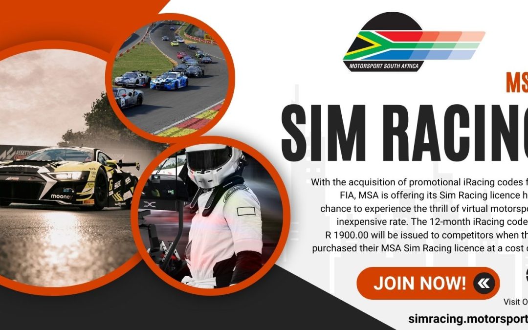 RACE INTO SAVINGS: GET 12 MONTHS OF IRACING FOR JUST R200 WHEN PURCHASING A MSA SIM RACING LICENCE!